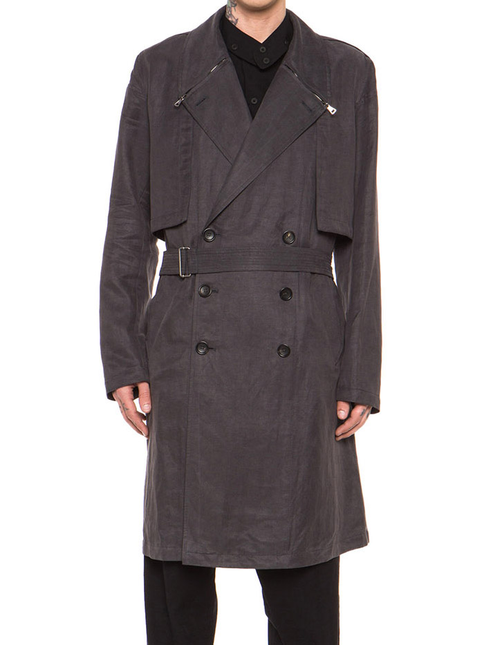 Charcoal Suede Sateen Trench