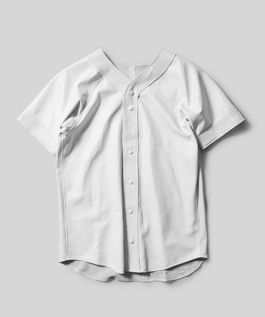 Leather Baseball Jersey white phidel clothing streetwear