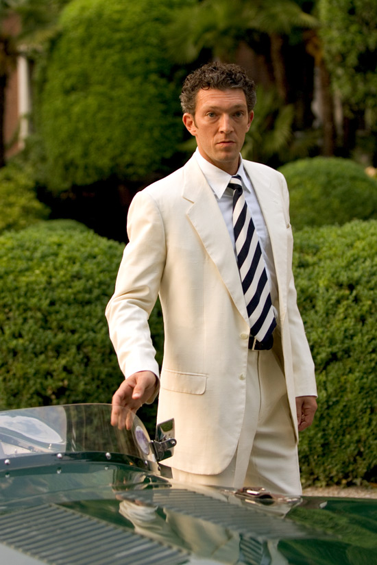 Vincent Cassel's Perfect Summer Attire beige suit zebra tie