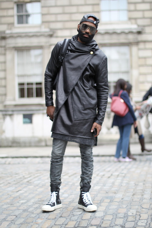 London Fashion Week 2013 leather jacket streetstyle
