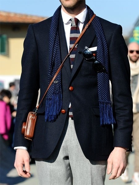 That Knitted Tie navy jacket brown buttons streetstyle menswear