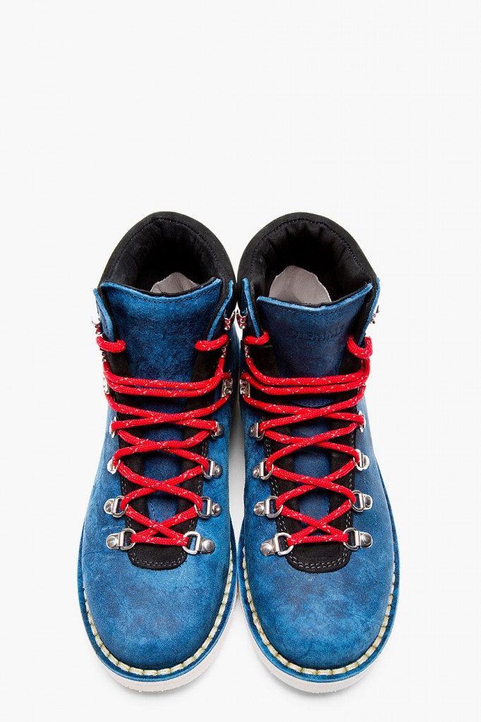 Distressed Navy Suede Hiking Boots | SOLETOPIA