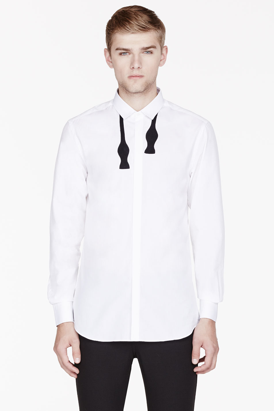 Neil Barrett White Bow Tie Appliqué Shirt