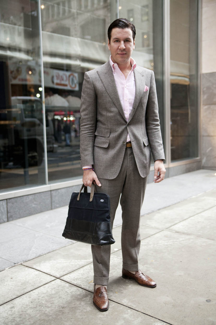 No Tie, No Problem grey suit street fashion menswear