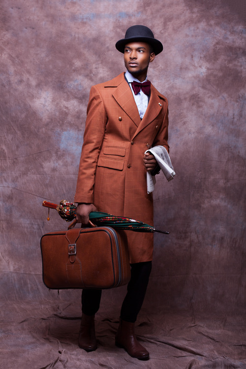 Orange Brown Windowpane Topcoat lookbook menswear
