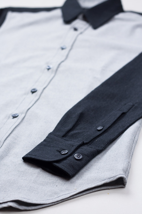 Two Tone Cotton Button Up shirt menswear streetwear