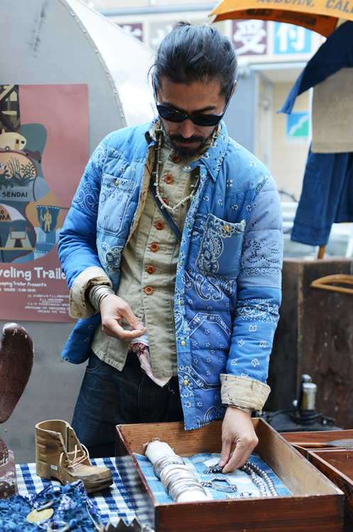 Blue Quilted Paisley Jacket menswear streetstyle