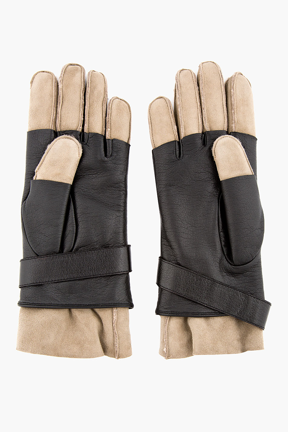 Half Finger Gloves balmain shearling leather two tone 2