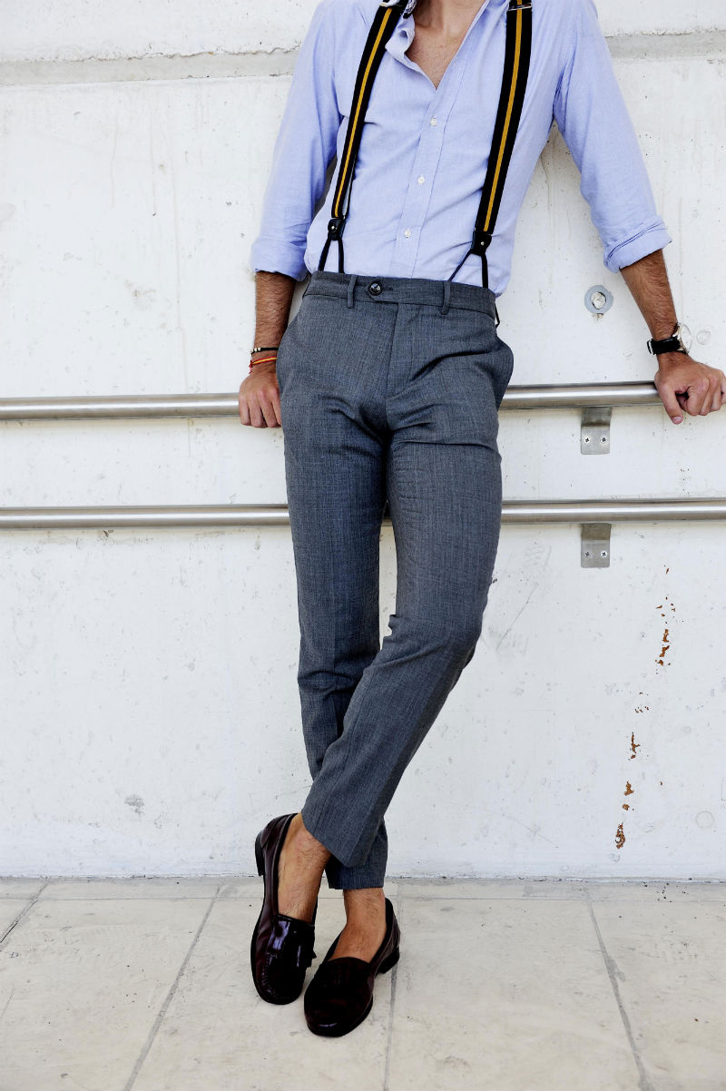 He by Mango Pants suspenders menswear
