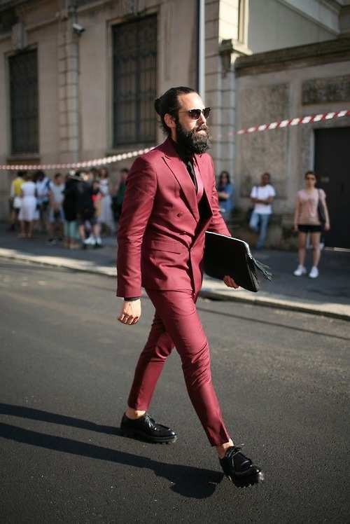Red DB Suit x Beard street fashion
