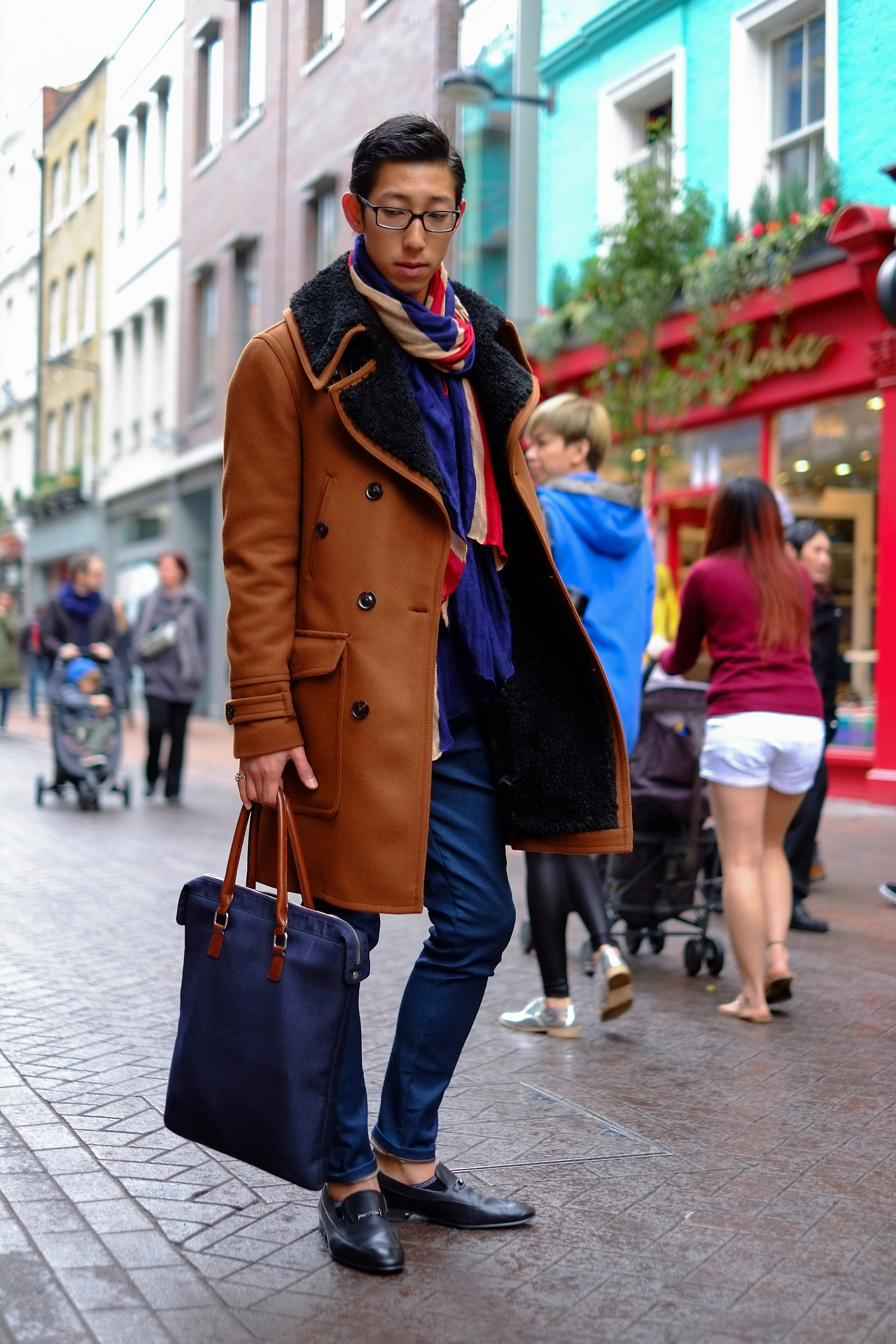 Style Overload ankle socks x shearling coat x canvas bag
