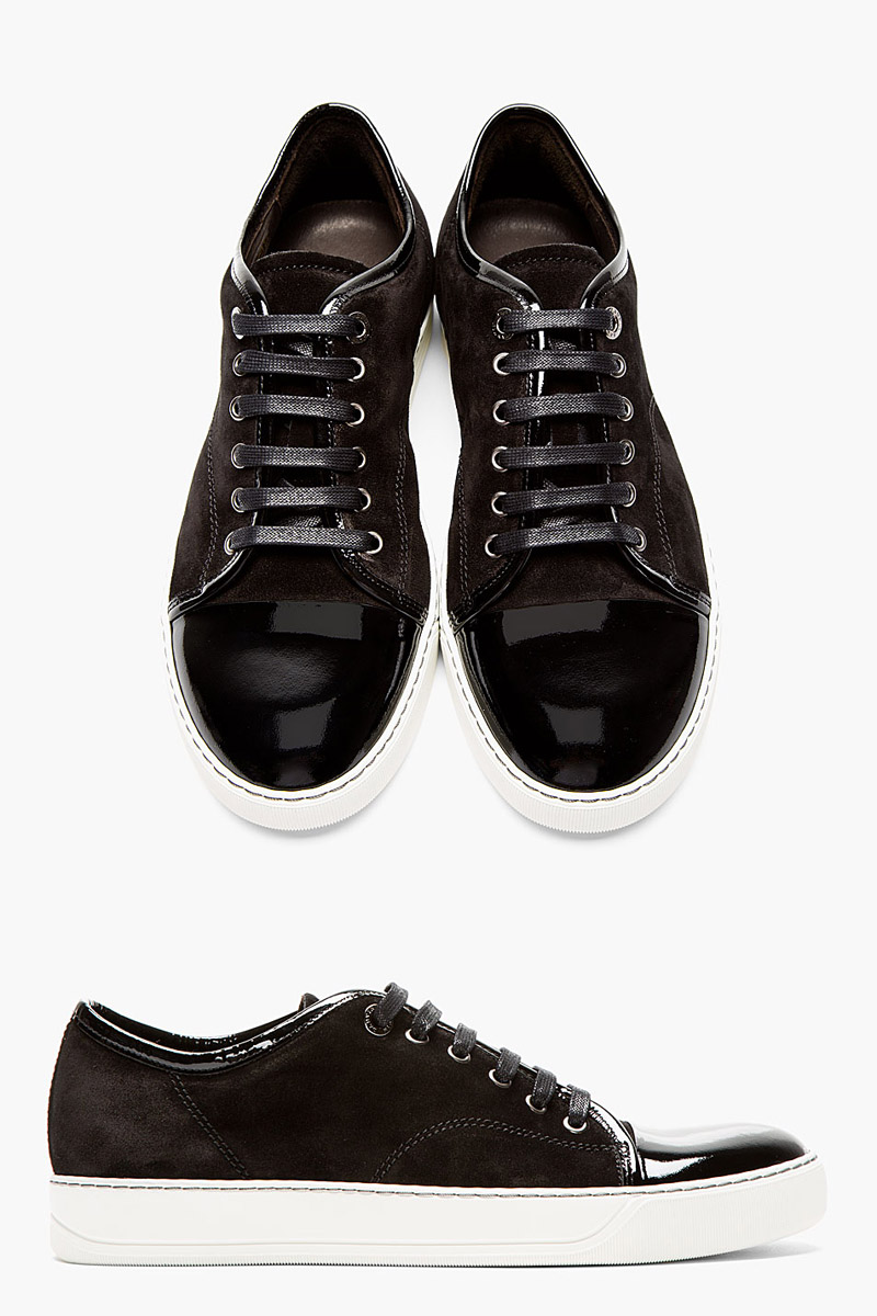 Lanvin Black Patent Leather Tennis Sneakers
