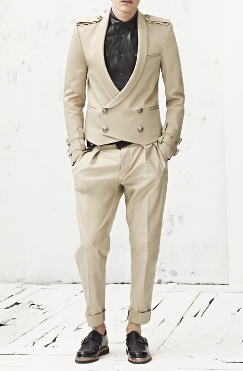 Balmain Unique Beige Suit pictures menswear