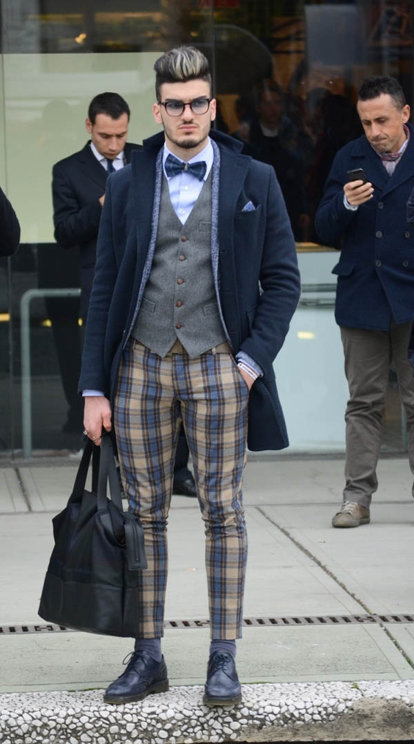 Plaid Trousers layered streetstyle