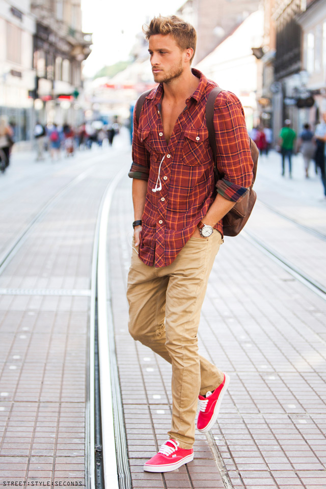 Red Plaid in Zagreb red vans