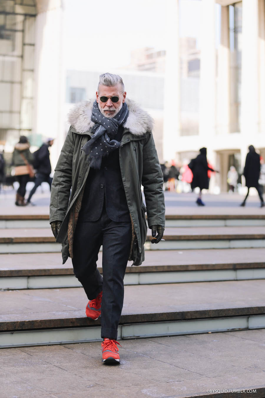 Nick Wooster Red Sneakers NYC Feb streetstyle