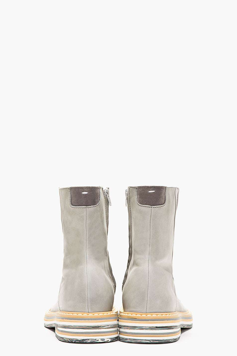 Grey Leather × Layered Sole Boots cap toe Maison Martin 3