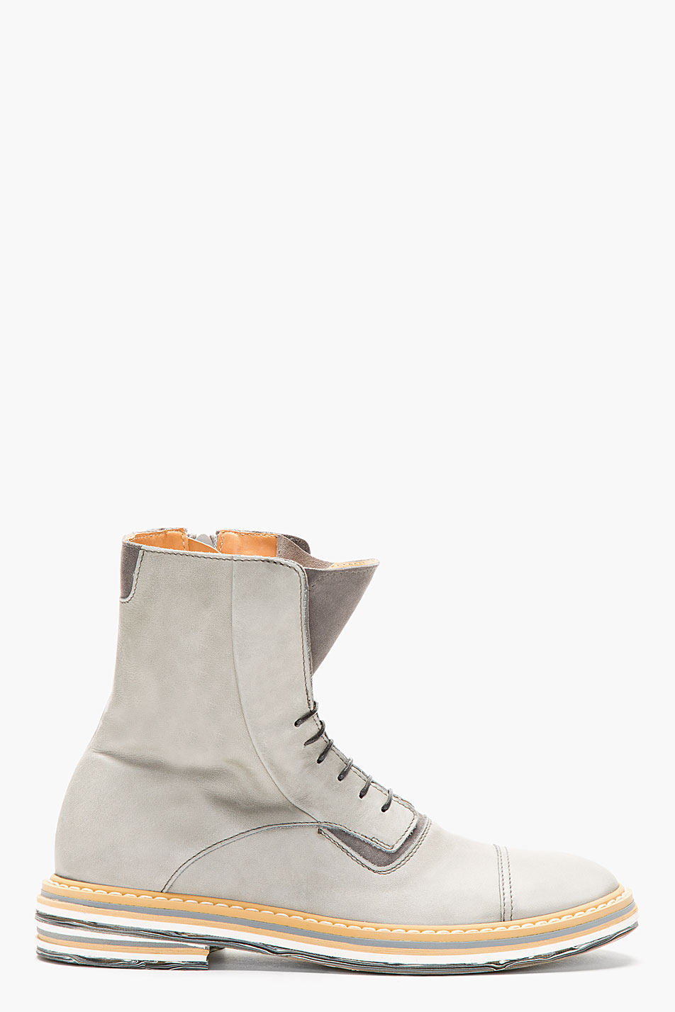 Grey Leather × Layered Sole Boots cap toe Maison Martin 5