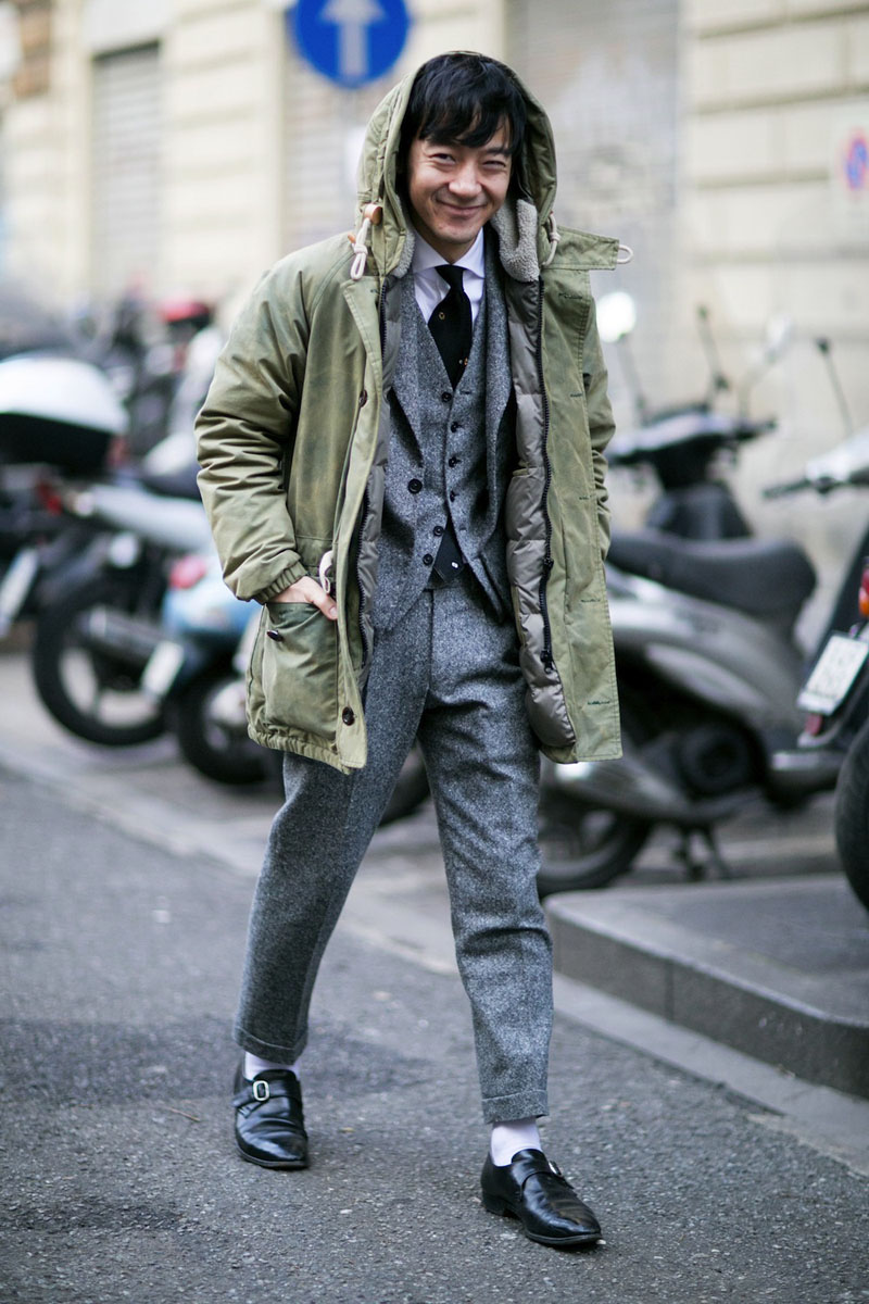 Lavender Socks Hipster in Grey Suit #streetstyle