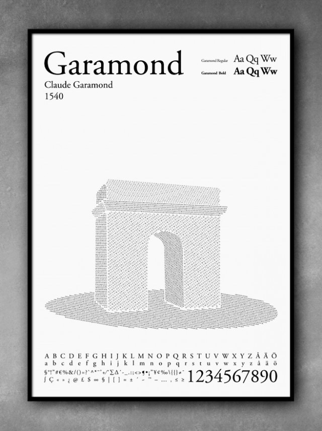 Typography Art, Garamond Arc de Triomphe by POP