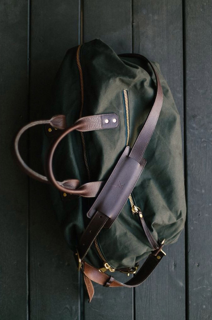 Green Canvas × Leather Duffel
