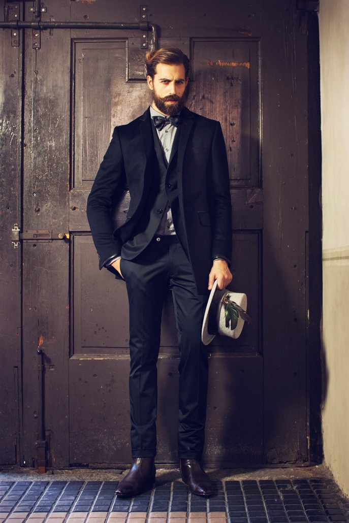 Ilias Petrakis Beard × Bow Tie × Hat in Hand men's fashion