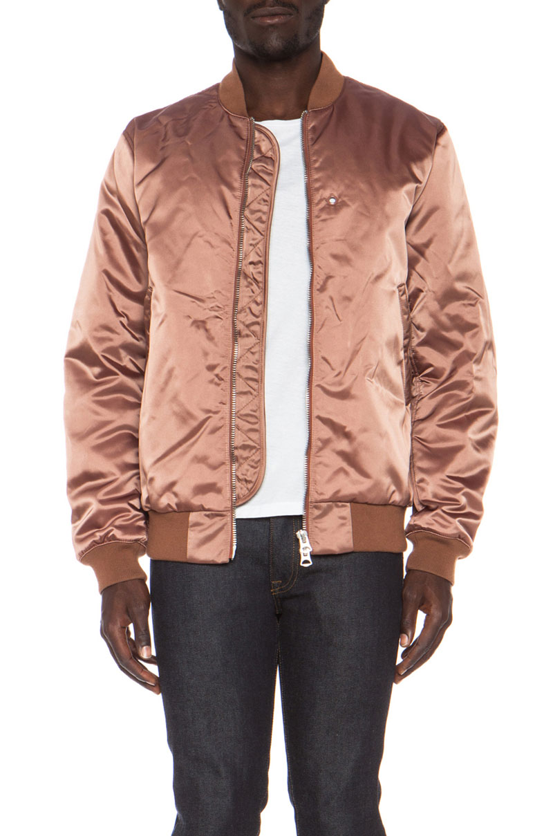 ACNE Satin Bomber Jacket in Dusty Pink