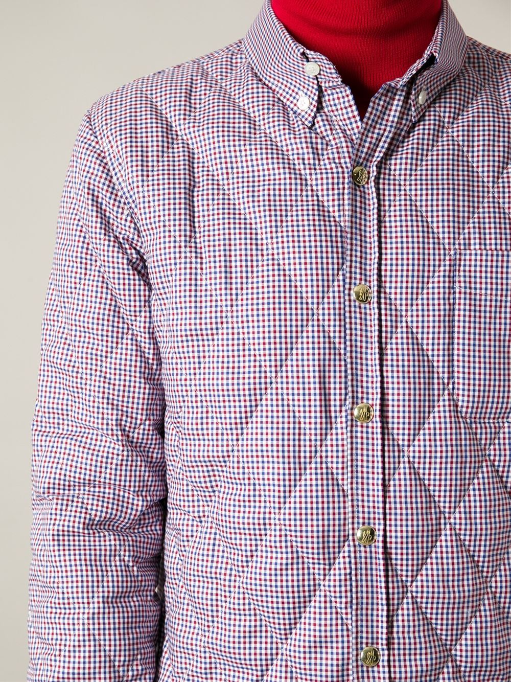 Quilted Buttondown Check Shirt blue & red