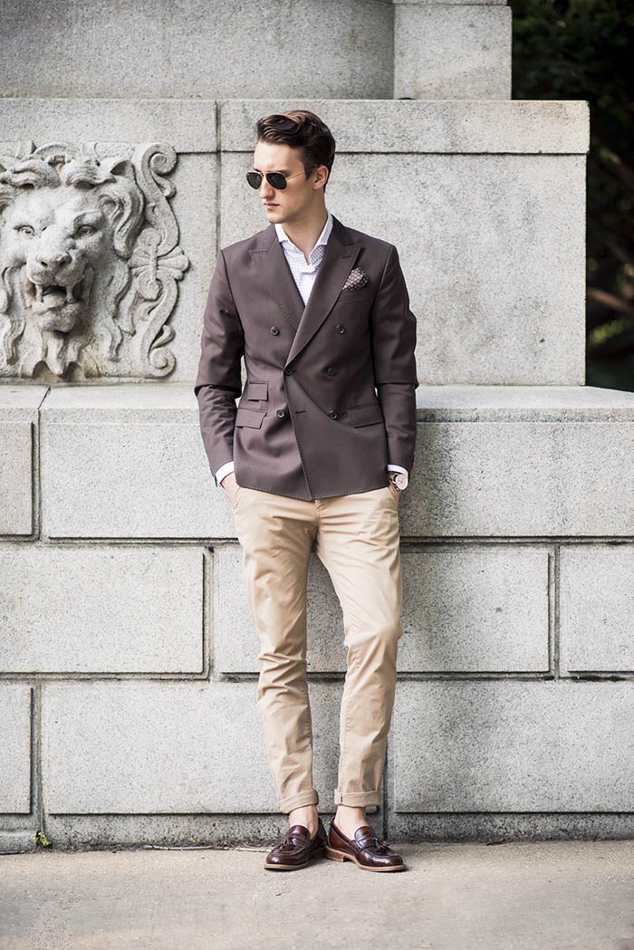 Taupe × Beige menswear, jacket & trousers