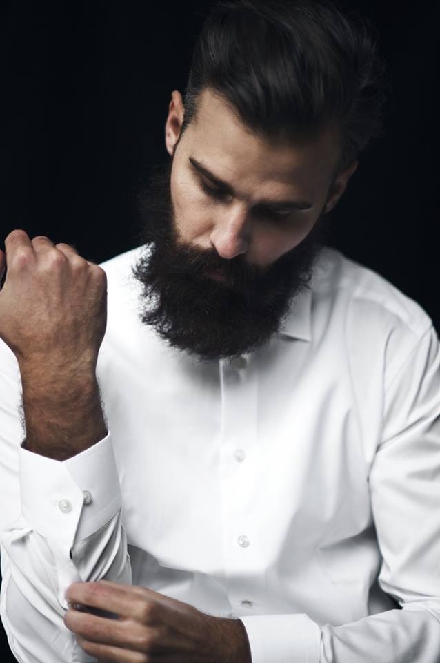 White Dress Shirt × Beard, men's fashion