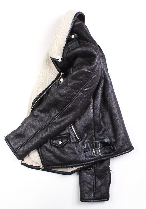 Shearling Leather Jacket in Black