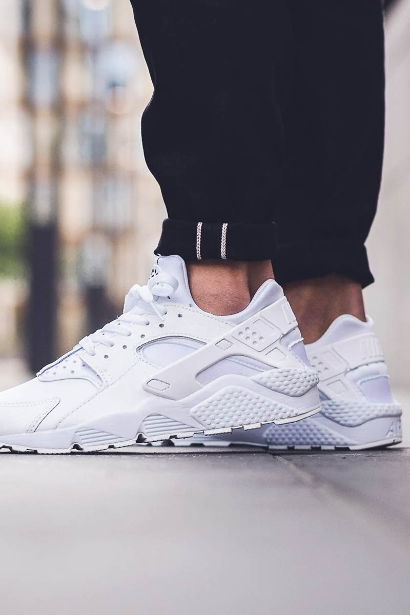 Premium Huarache in a 'White on White with a touch of black' colorway