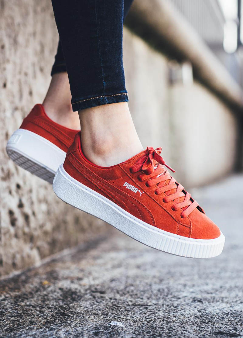 puma suede red platform