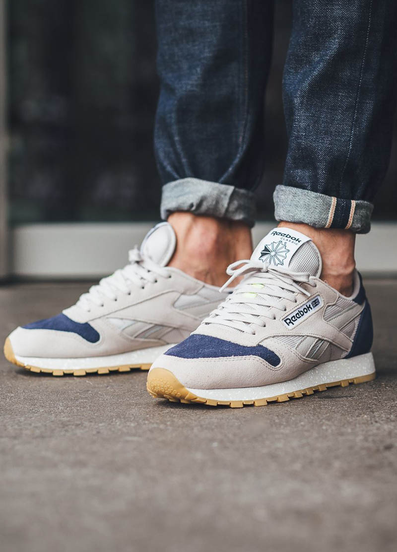 Reebok Classic Leather SM in ‘Sand & Blue Ink’